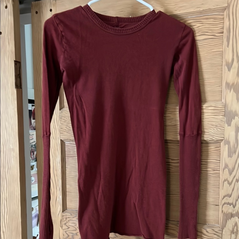 Enza Costa Red Fitted Long Sleeve T-Shirt